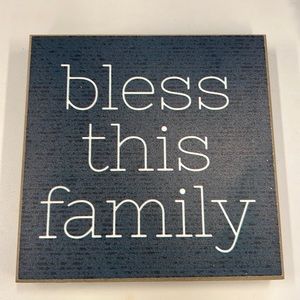 “bless this family” decorative wooden sign- **NWOT**
